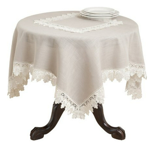 Saro Lifestyle 9212 Venetto Square Tablecloth, 36-inch, Taup