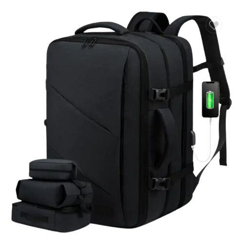 Mochila Maleta Impermeable Antirrono Expansible 50l Usb