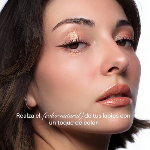 Lip Gloss + Shimmer Maquillaje - Labial 2 En 1 - Makeup Acabado Brillante Color Apricot Honey Bourbon And Vermeil 24k