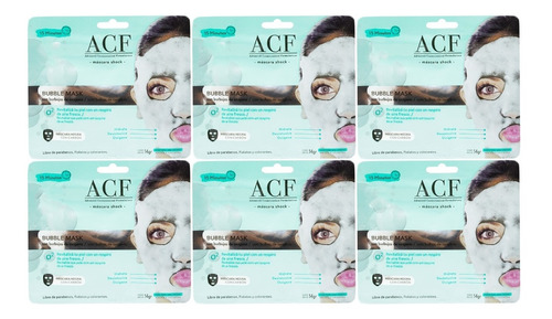 Acf Bubble X6 Máscara Facial Burbujas Revitalizante Vegano