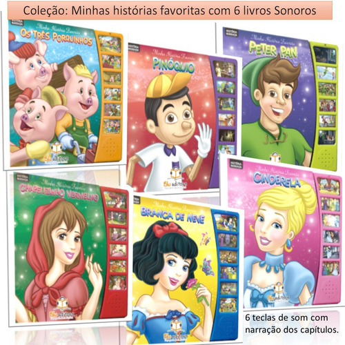 Coleção 6 Livros Sonoros Dos Contos Clássicos Com Narração