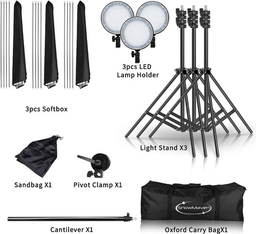 Showmaven 45w Dimmable Led Light Lighting Studio Kit 3 Pack