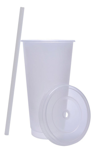 Vaso De Plástico Con Tapa Y Popote 800 Ml Paquete 50 Pz
