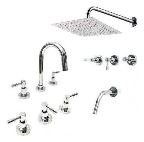 Combo Griferia Set Completo Aruma Lever Aqualaf Duchon 20x20