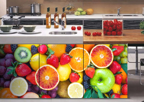 Adesivo Decor Parede Painel Cozinha Frutas Sobremesa Oferta!