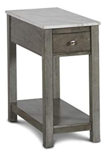 New Classic Furniture Noah Faux Top End Table Con Cajón, Gri