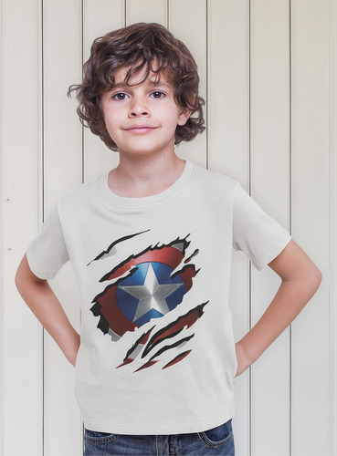 Playera Rasgada Superhéroes Capitán América Diseño 05 Beloma