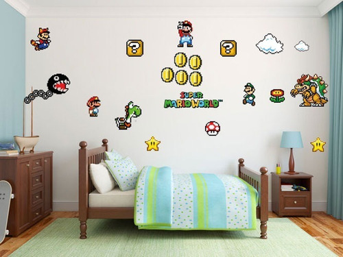 Vinil Stickers Decorativo Mario Retro Pixel 01