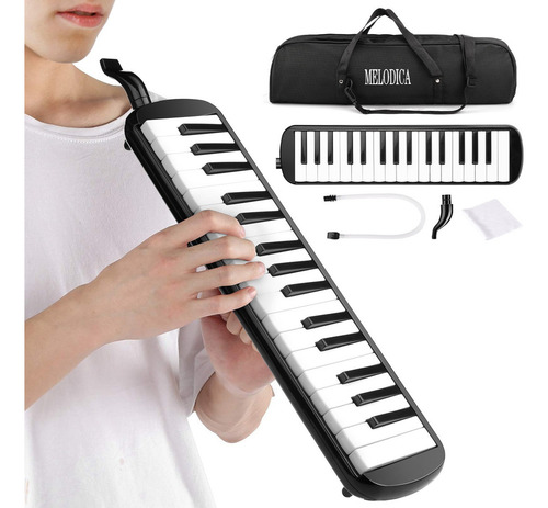 Melodica Escolar De 32 Teclas Estuche Y Accesorios Teclado ,melodica 32 Teclascolor Negro
