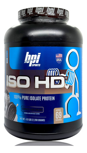 Suplemento en polvo BPI Sports  ISO HD proteínas sabor cookies and cream en pote de 2.208kg