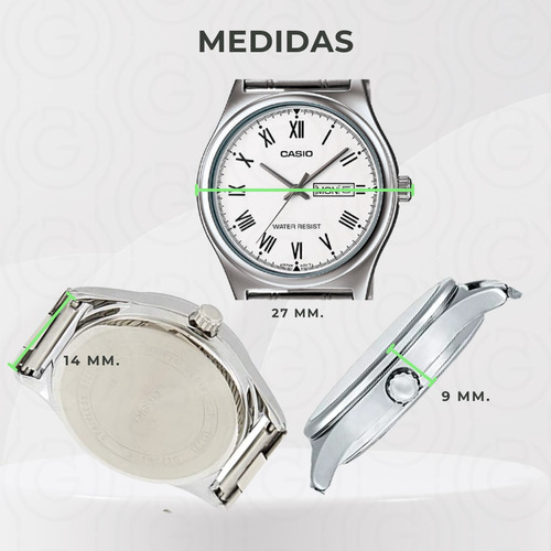 Reloj Casio Ltpv006 7b Mujer Pulsera Acero Inoxidable Correa Plateado Bisel Blanco Fondo Blanco LTP-V006D-7B