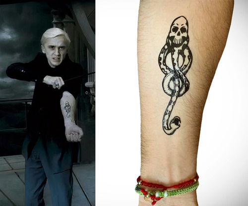 3 Tatuajes Voldemort Mortífago- Harry Potter Marca Tenebrosa