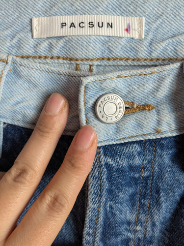 Pacsun Jeans Pachwork Rectos Tiro Alto Azul Claro Mujer (Usado)