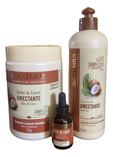 Kit Umectante 1 Bc 1kg 1 Finalizador 500ml 1 Óleo Coco 40ml