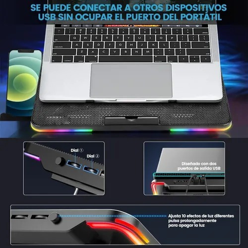 Imagen 2 de 7 de Laptop Accesorios Base De Refrigeración Con 6 Ventiladores