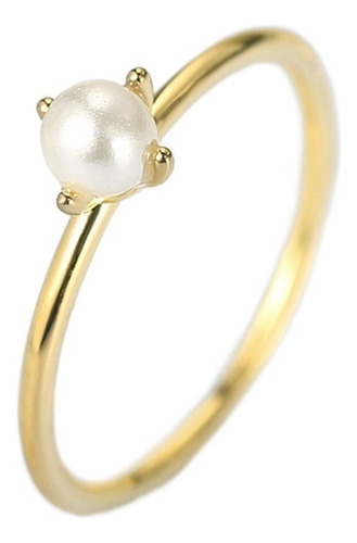 Calidad Anillo Fino Con Mini Perla For Mujer