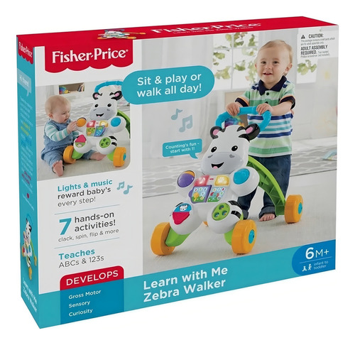 Andador Passo A Passo Fisher-price Learn With Me Zebra Walker Com Som E Com Empurrador Cor Colorido Colorido