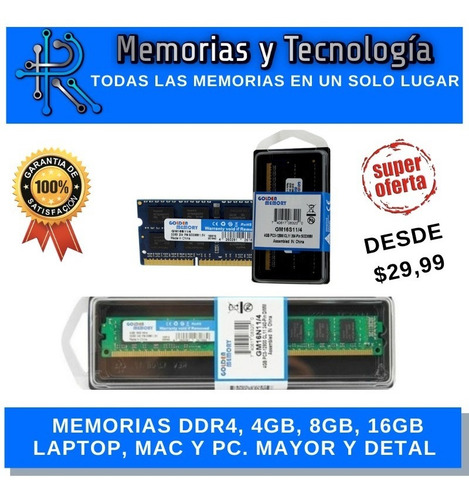 Imagen 1 de 1 de Memoria Ram Ddr4 Pc Laptop 4gb 8gb 16gb