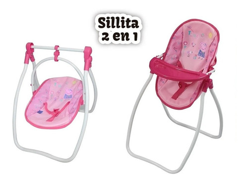 Imagen 2 de 4 de Set Cochecito Practicuna Silla 2 En 1 Muñecas Peppa Pig Bip