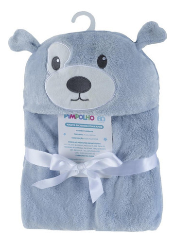 Manta / Cobertor Infantil Com Capuz Cachorro Azul -pimpolho