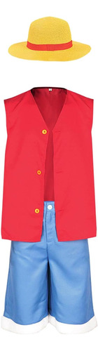 Disfraz De  Monkey D Luffy Para Niño Talla 9-12 Años-rojo/az