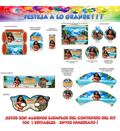 Kit Imprimible Moana Decoración Cumpleaños Candy