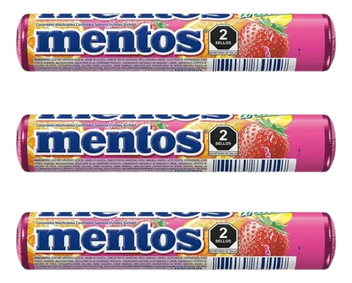 10 Pzas Caramelos Masticables Mentos Fruit 29.04 G