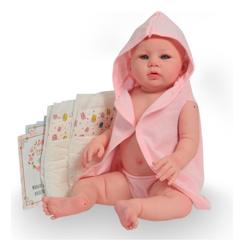 Boneca Bebê Reborn Abigail 48cm Saída De Banho + Itens