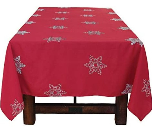 Mantel Fino Navideño, Copos De Nieve, Mantel Rectangular