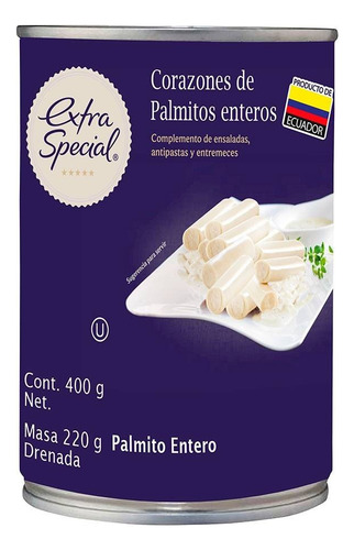5 Pza Corazones De Palmitos Extra Special Enteros 400 G
