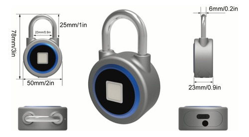Huella Digital Portátil Bluetooth Lock Smart Candado Sin Lla