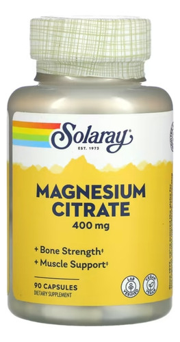 Solaray Citrato De Magnesio 400 Mg 90 Cápsulas 