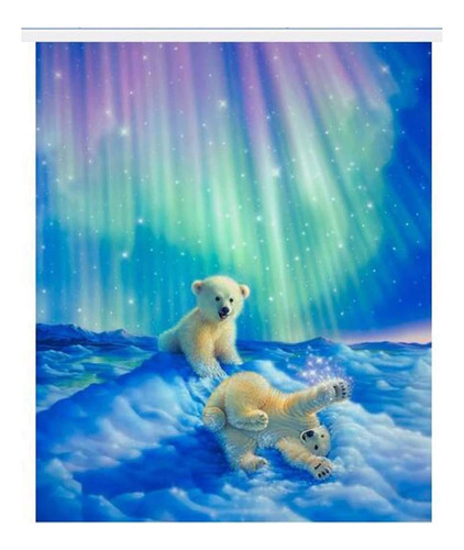 Pintura Diamante Forma Oso Polar Aurora Celestial Numero Kit