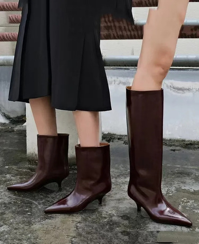 Botas Cortas Vintage Con Punta Puntiaguda Para Mujer