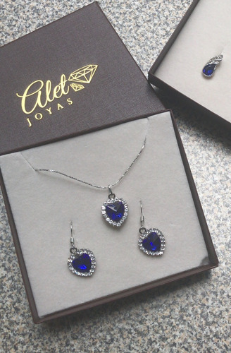 Set Corazones Collar + Aretes Cristal Austriaco
