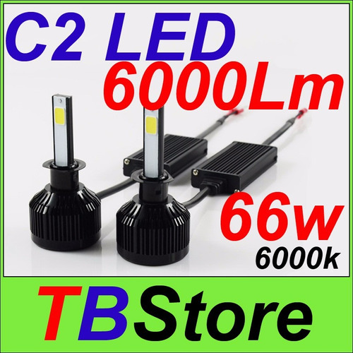 Kit Led Cob C2 66w 6000lm 6000k 9006 H11 H8 H9 H1 H27 881