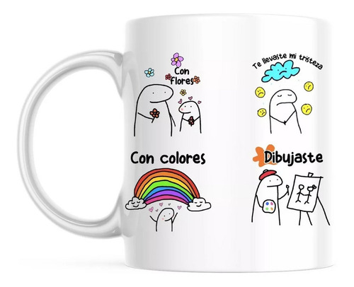 Taza Deformitos Flork Flork Meme Con Flores  M40