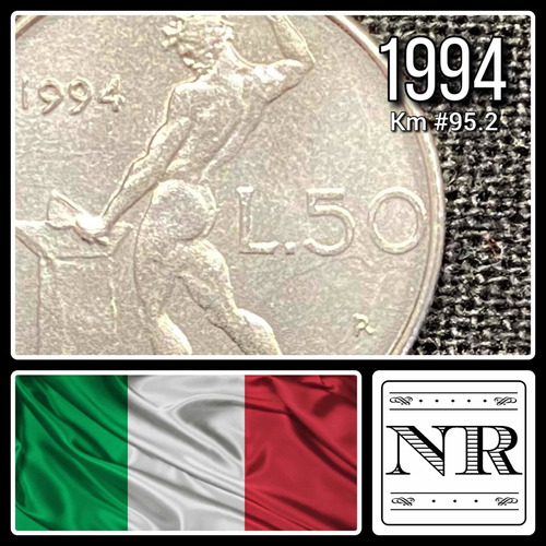 Italia - 50 Liras - Año 1994 - Km #95.2 - Pequeña