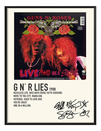 Poster Guns&roses Album Music Tracklist G N' R Lies 45x30