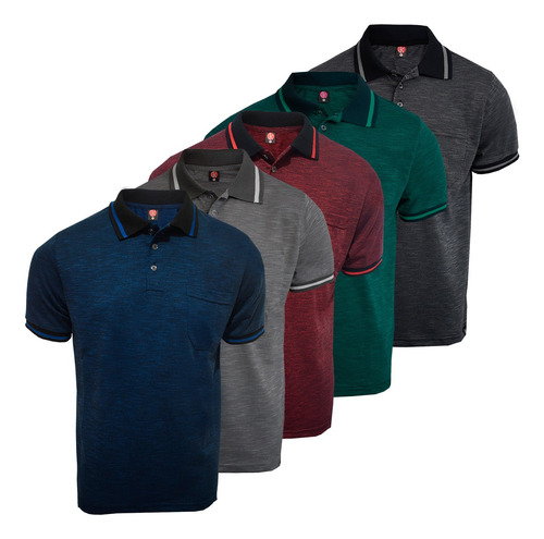 Camisa Polo Com Bolso Piquet Sensação Kit 5 Peças