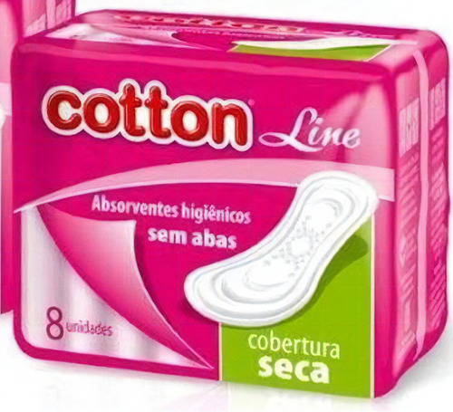 Absorvente Cotton Line Cobertura Seca Sem Abas 8 Unidades