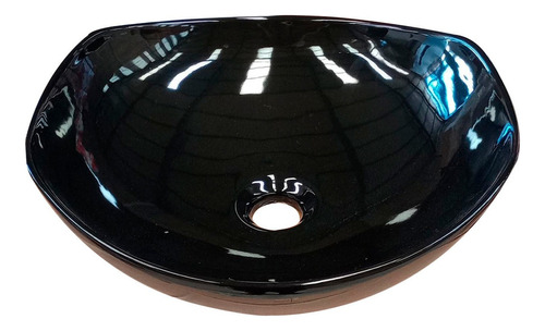 Solana Ovalin Lavabo Para Baño Cerámico de 41cm Para Sobreponer Negro Modelo Lirio / Ovalin de Porcelana Con Pintura Antimanchas