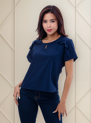 Blusa Zibelle - Nébula - Azul Acero