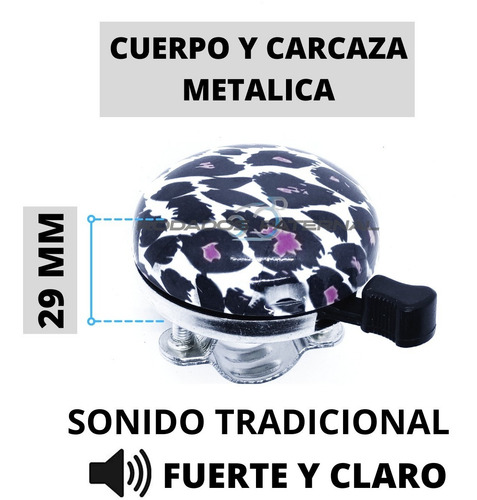 Imagen 3 de 8 de Timbre Campana Bocina Metalico Para Bicicleta Pintado Diseño