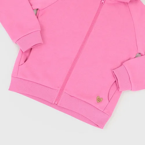 Poleron Niña Kids Full Zipper Rosado Corona
