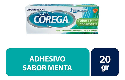 Corega Crema Adhesiva Prótesis Dental Sabor Menta 20 Gr