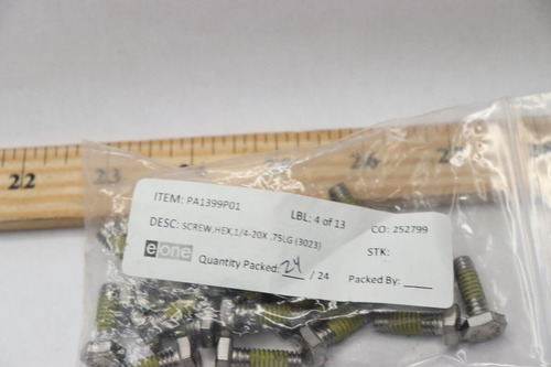 (24-pk) Hex Bolt 1/4-20 X .75 Length Pa1399p01 Jjc