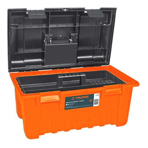 Caja Herramientas Plastica Marca Truper 22 Pul Color Naranja