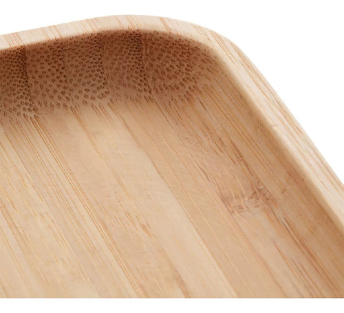 Kit 2 Bandejas Petisqueira Quadrada Bambu Square 17cm Lyor