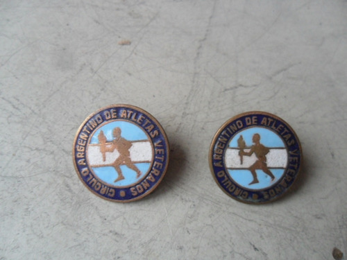 2 Pin Esmaltado Circulo Argentino Atletas Veteranos Antiguo